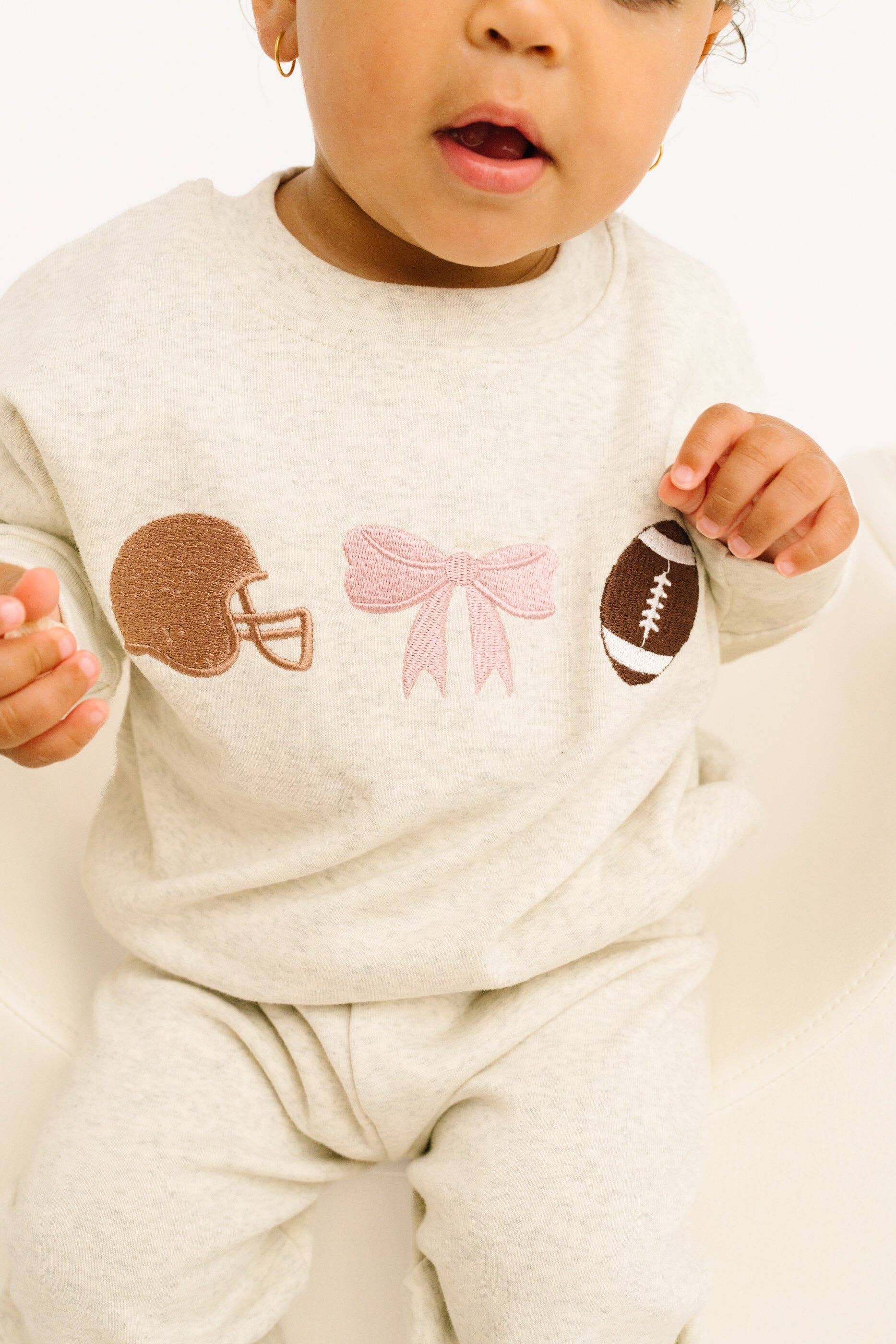 Touchdown Bow Embroidered Crewneck Set