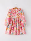Pumpkin Bow Smock Embroidered Floral Dress