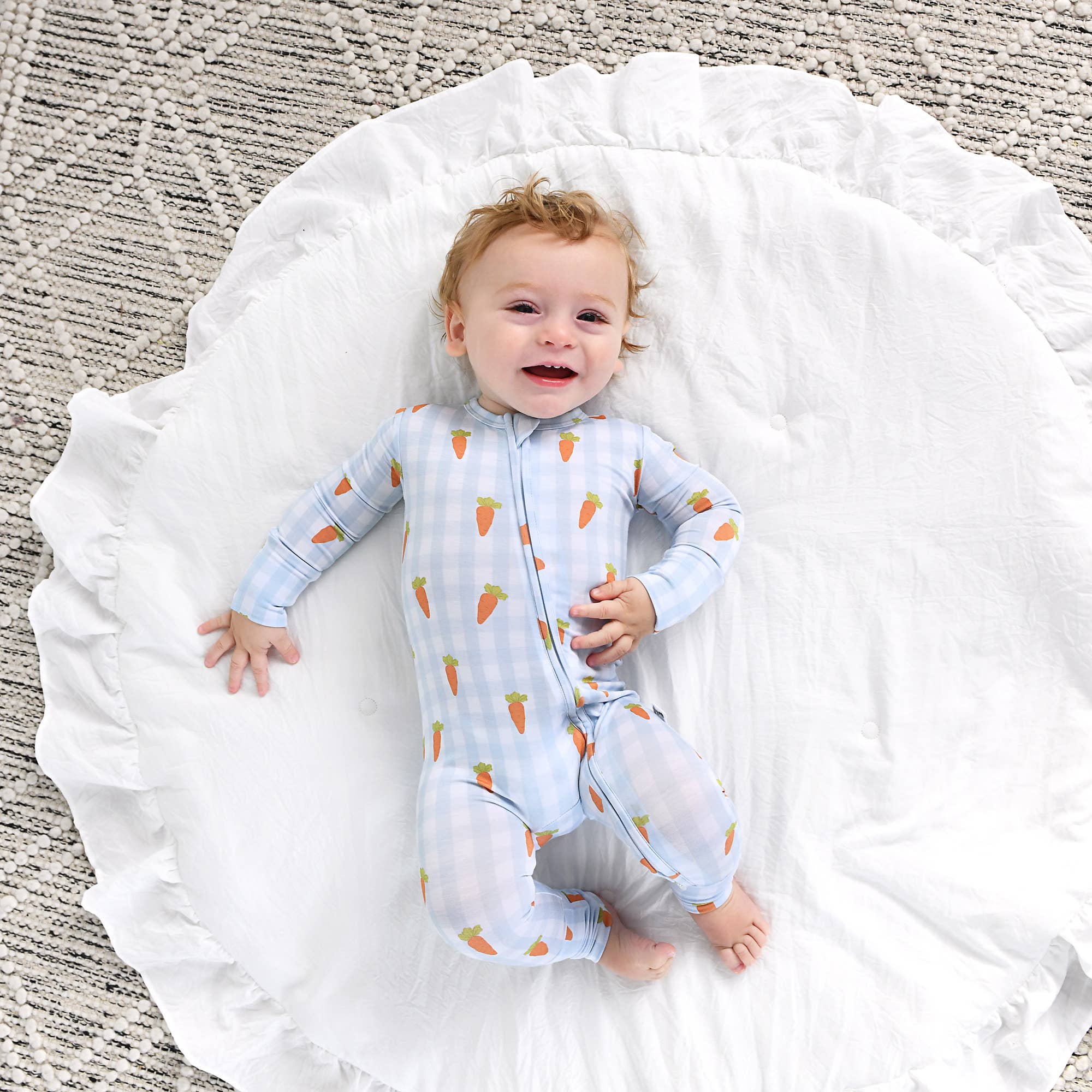 Henry Carrot Gingham Zip Easter Baby Outfit Sleepies Little