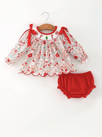 Christmas Red Floral Bloomer Set
