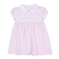 Birthday Classics Smocked Short Sleeve Dress - Pink