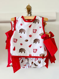 Girls Razorback Pom Side Tie Bloomer Set