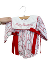 Girls Poinsettia Wreath "Merry Christmas" Bubble - LONG SLEEVE