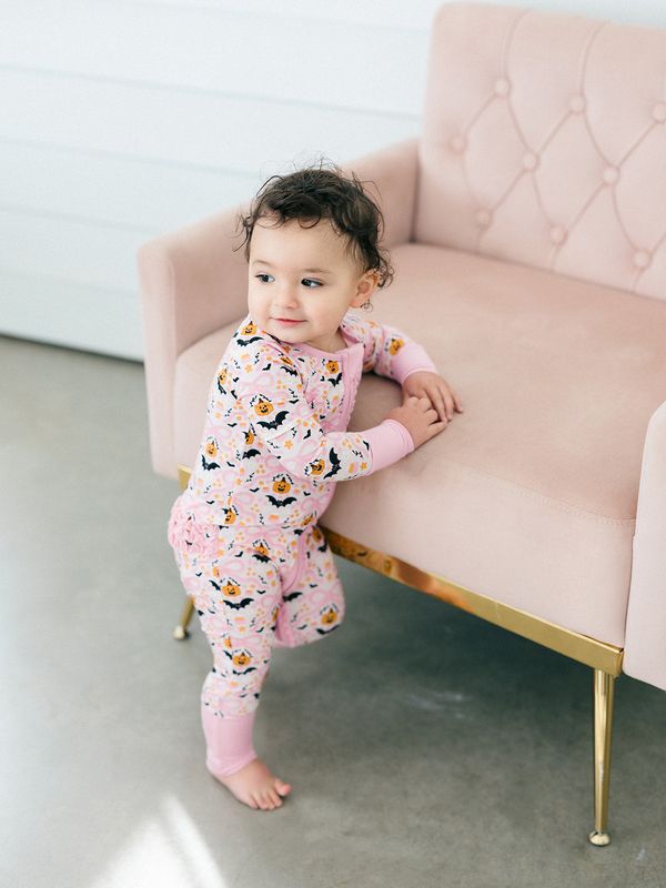Midnight Pumpkins Ruffle Zipper Romper