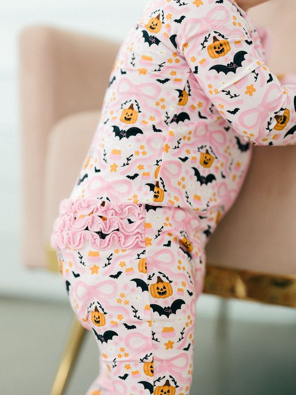 Midnight Pumpkins Ruffle Zipper Romper