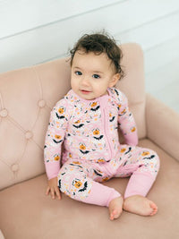 Midnight Pumpkins Ruffle Zipper Romper