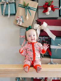 Candy Cane Ribbons Ruffle Zipper Sleeper
