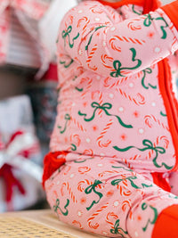 Candy Cane Ribbons Ruffle Zipper Sleeper