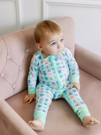 Blue Convo Hearts Zipper Romper