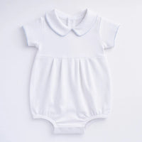 Essentials Solid Collared Bubble in White Blue