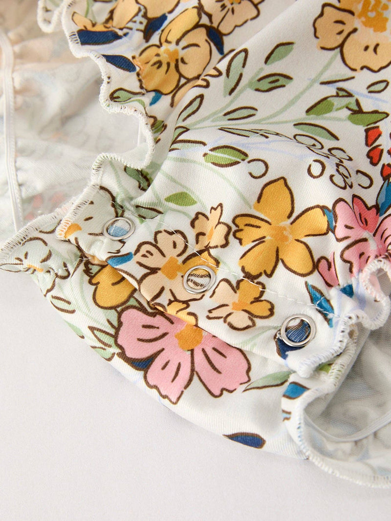 Fall Floral Embroidery Smocked Bubble