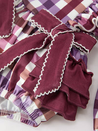 Fall Plaid Bow Ruffle Bubble