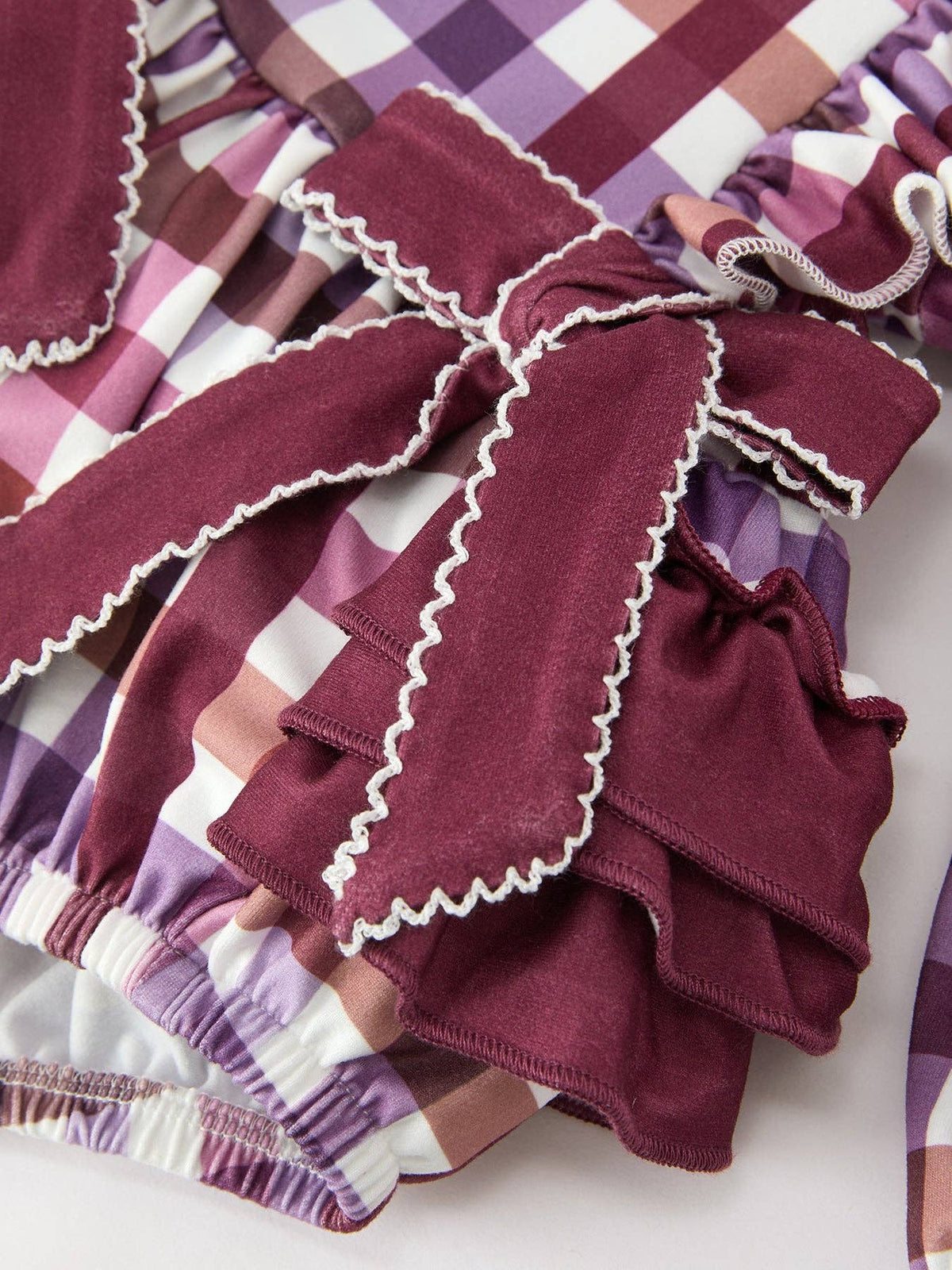 Fall Plaid Bow Ruffle Bubble