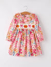 Pumpkin Bow Smock Embroidered Floral Dress