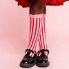 Candy Stripe Lace Top Knee High Socks