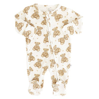 Beary Sweet Bamboo Waffle Zipper Footie