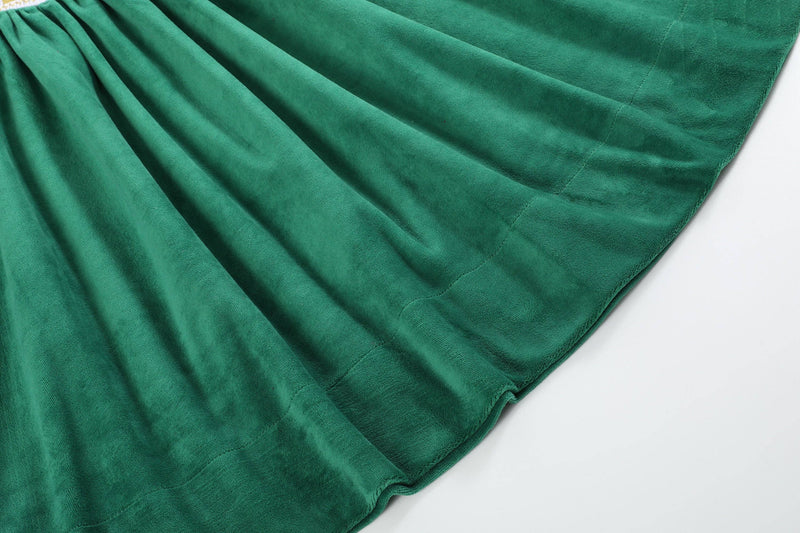 Green Velour Nativity Smocked Dress