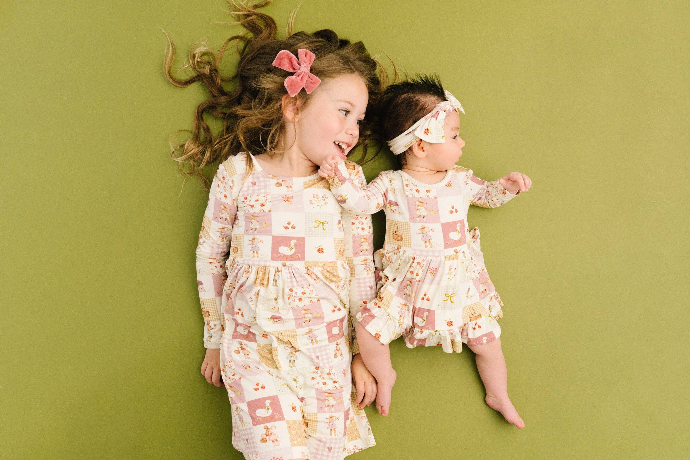 Storybook Picnic Long Sleeve Bodysuit Bamboo Dress