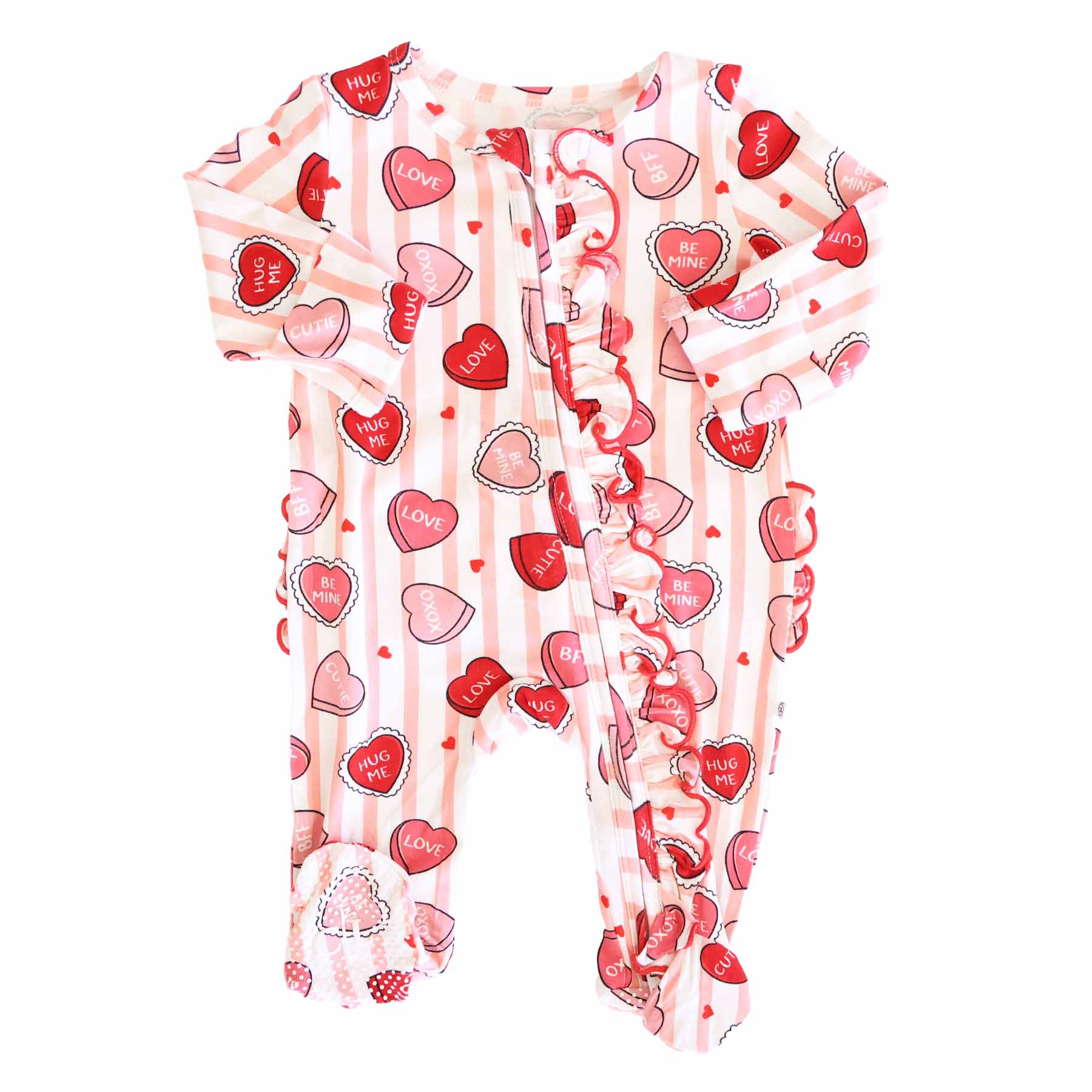 Sweet Like Candy Ruffle Zipper Footie | Pink
