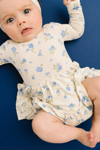 Blue Blooms Bodysuit Bamboo Dress