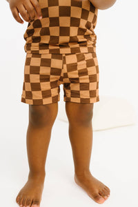 Espresso Checkered Bamboo Shorts Set