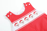 Santa Red Smocked Overalls