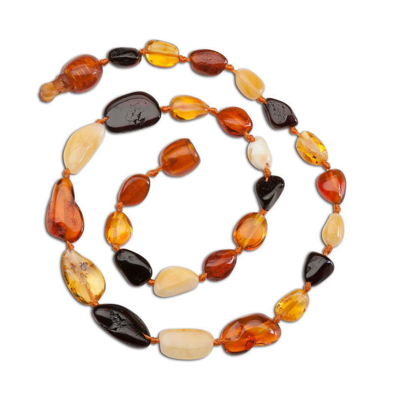 Amber Teething Necklace for Teething Babies & Toddlers (Polished MultI