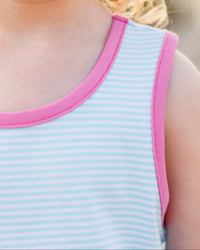 Abby Bow Back Bloomer Set- Aqua Stripe and Fuchsia