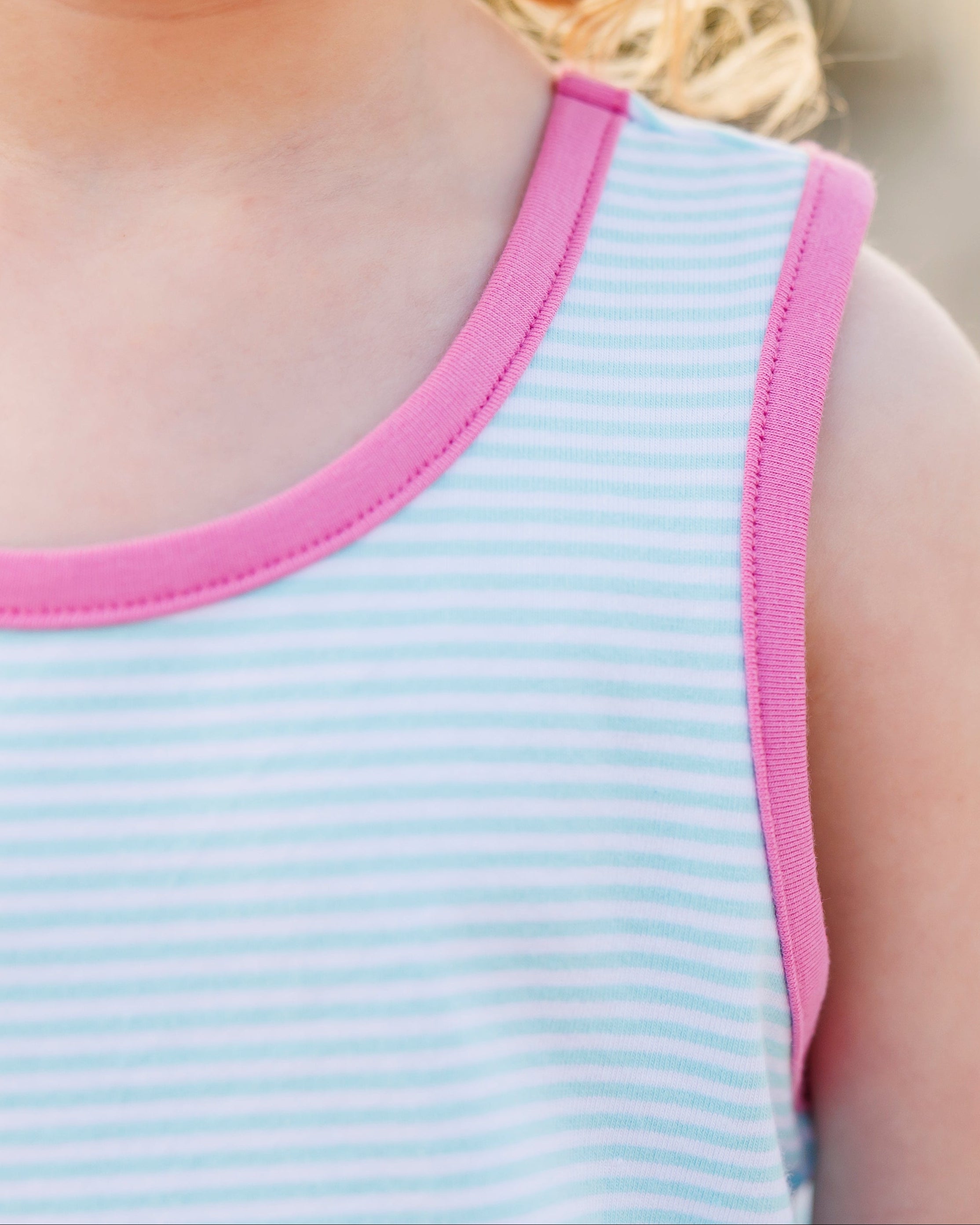 Abby Bow Back Bloomer Set- Aqua Stripe and Fuchsia