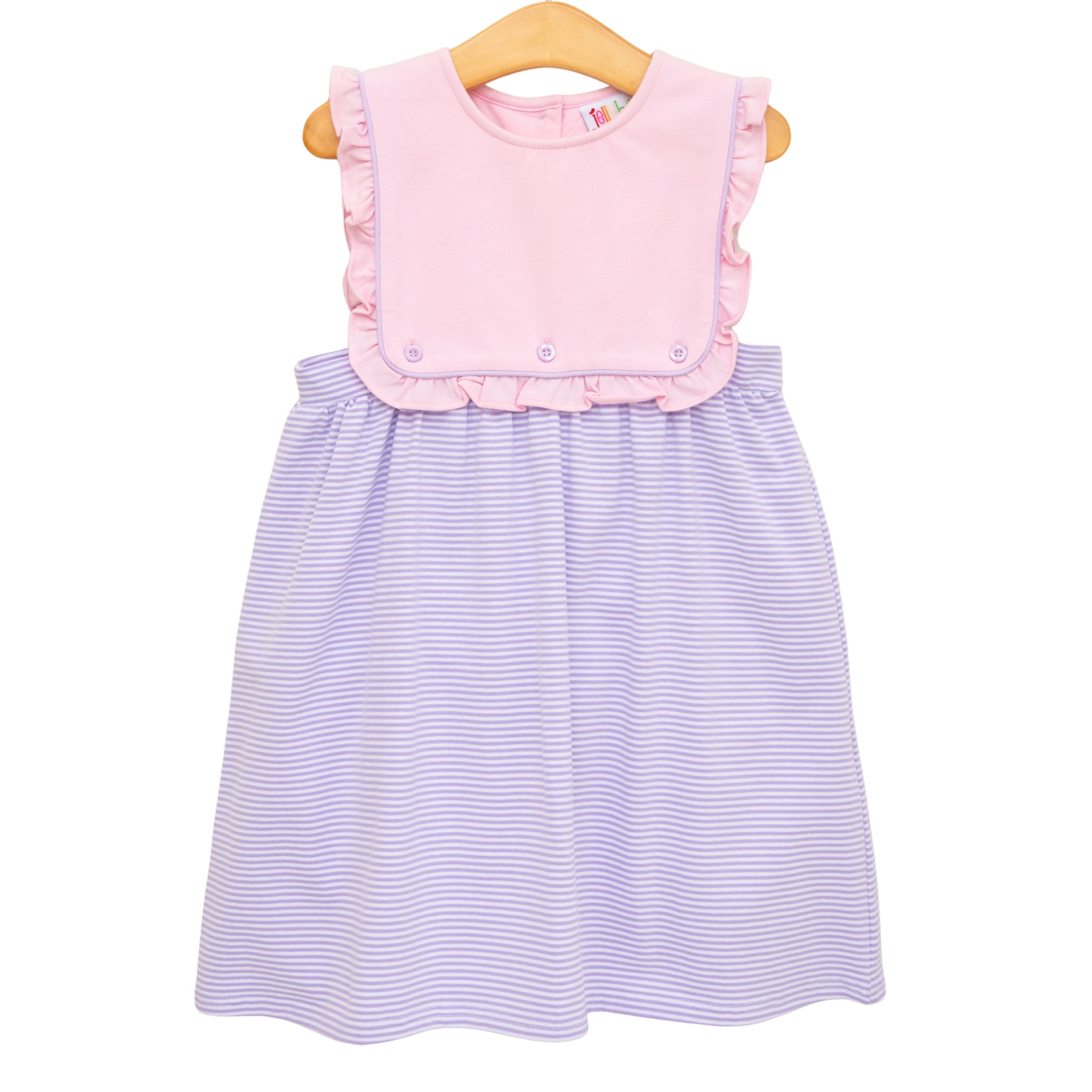 Amelia Dress- Pink and Lavender Stripe