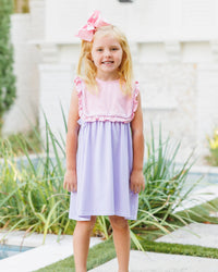 Amelia Dress- Pink and Lavender Stripe