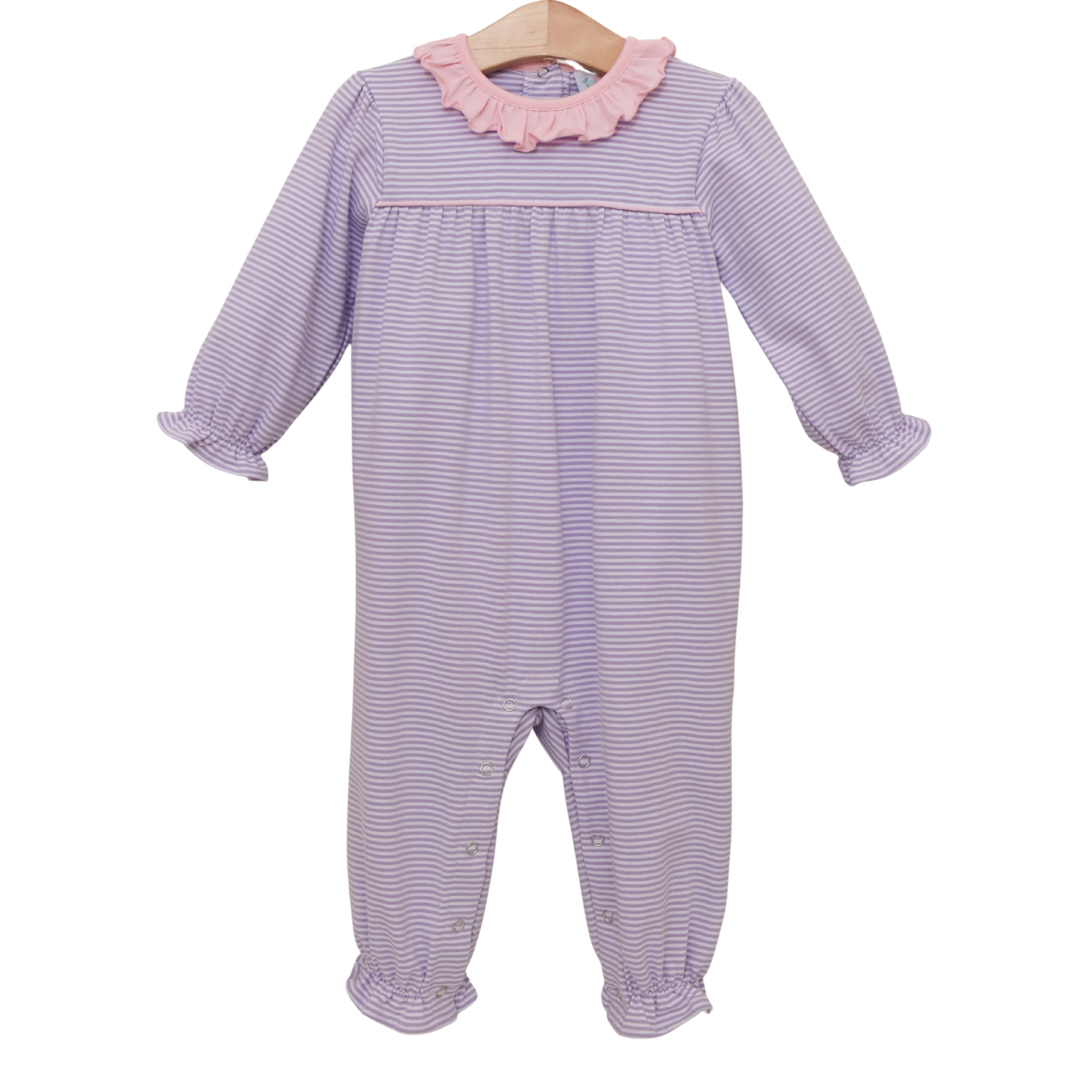 Audrey Romper - Lavender Stripe/Light Pink