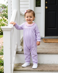 Audrey Romper - Lavender Stripe/Light Pink