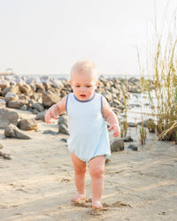 Avery Bubble- Aqua Stripe and Dusty Blue