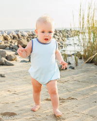 Avery Bubble- Aqua Stripe and Dusty Blue