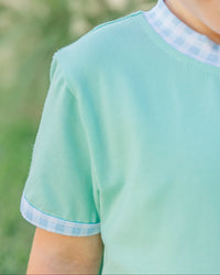 Avery Short Set - Mint w/Light Blue Gingham