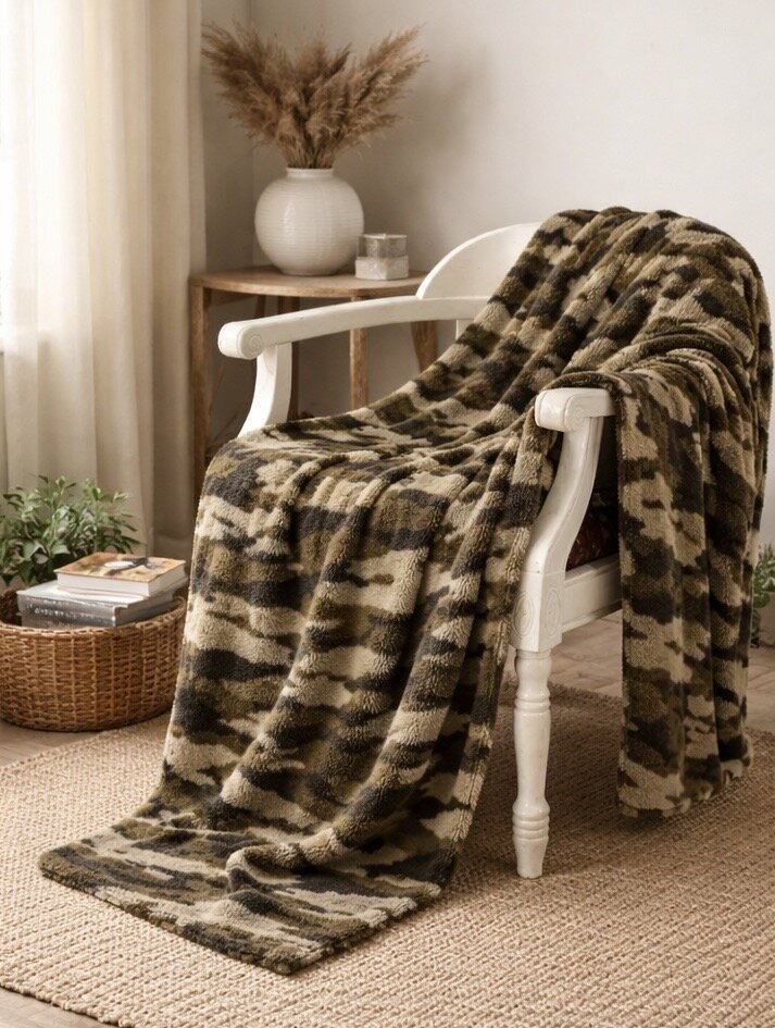 Chenille Blanket - Vintage Camo