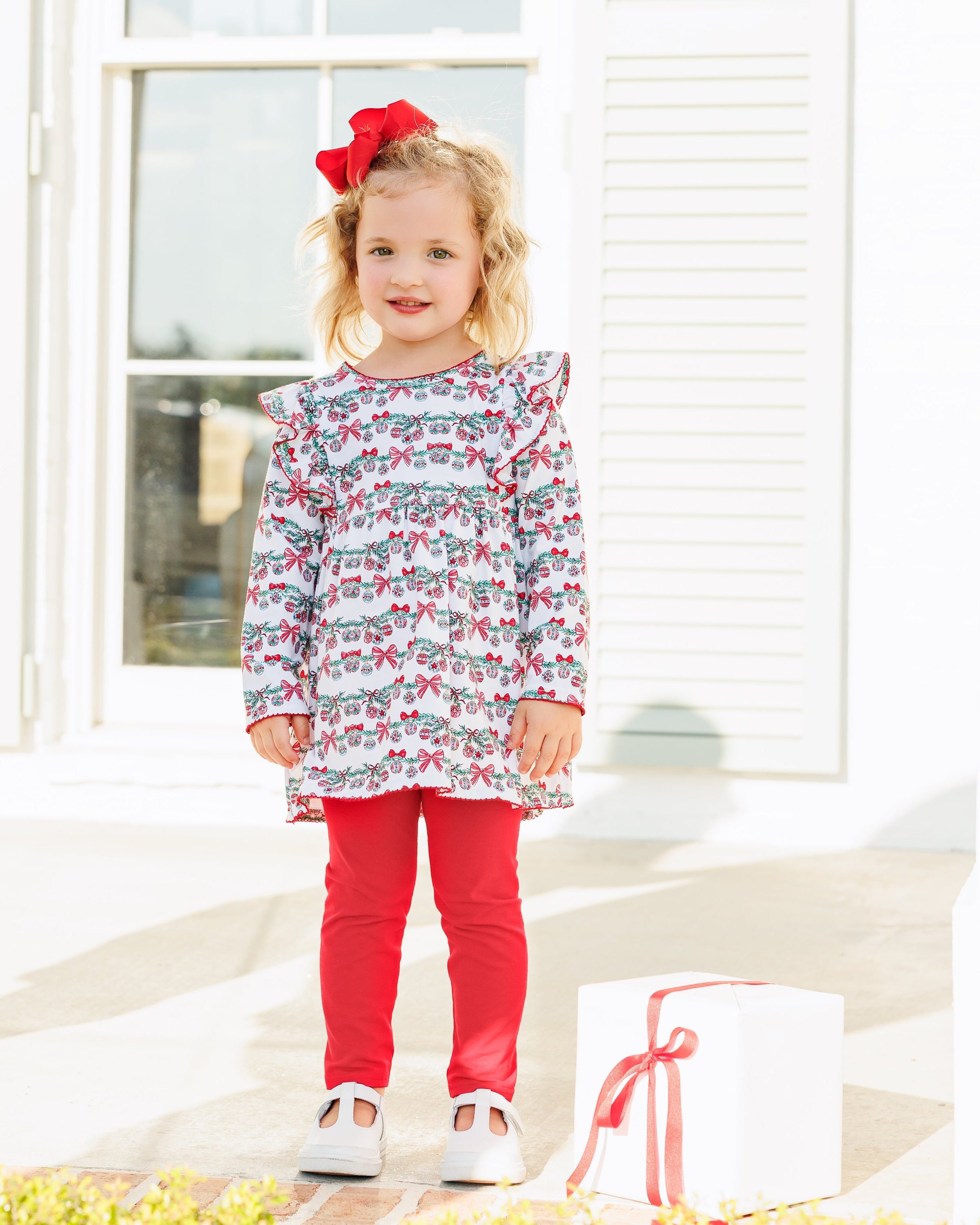 Bows & Baubles Christmas Flutter Pants Set