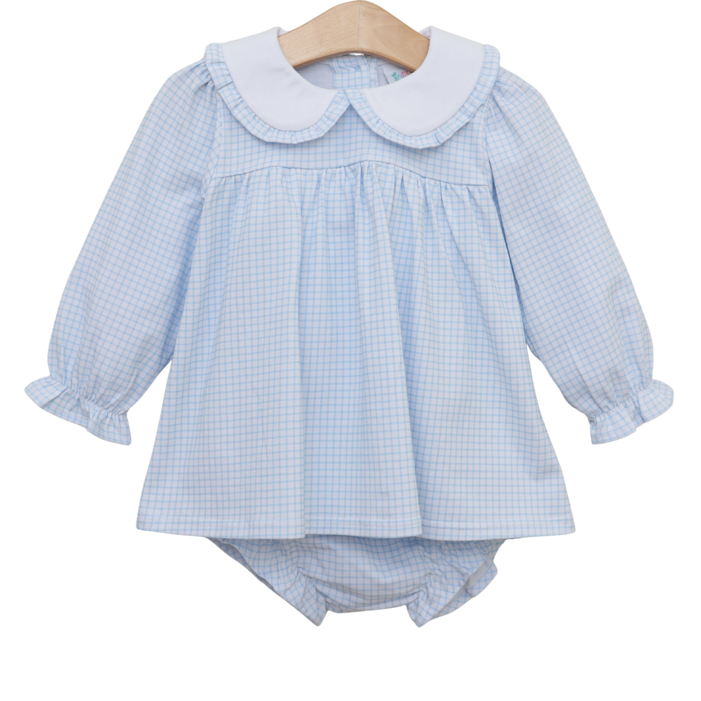 Catherine Diaper Cover Set - Light Blue Windowpane