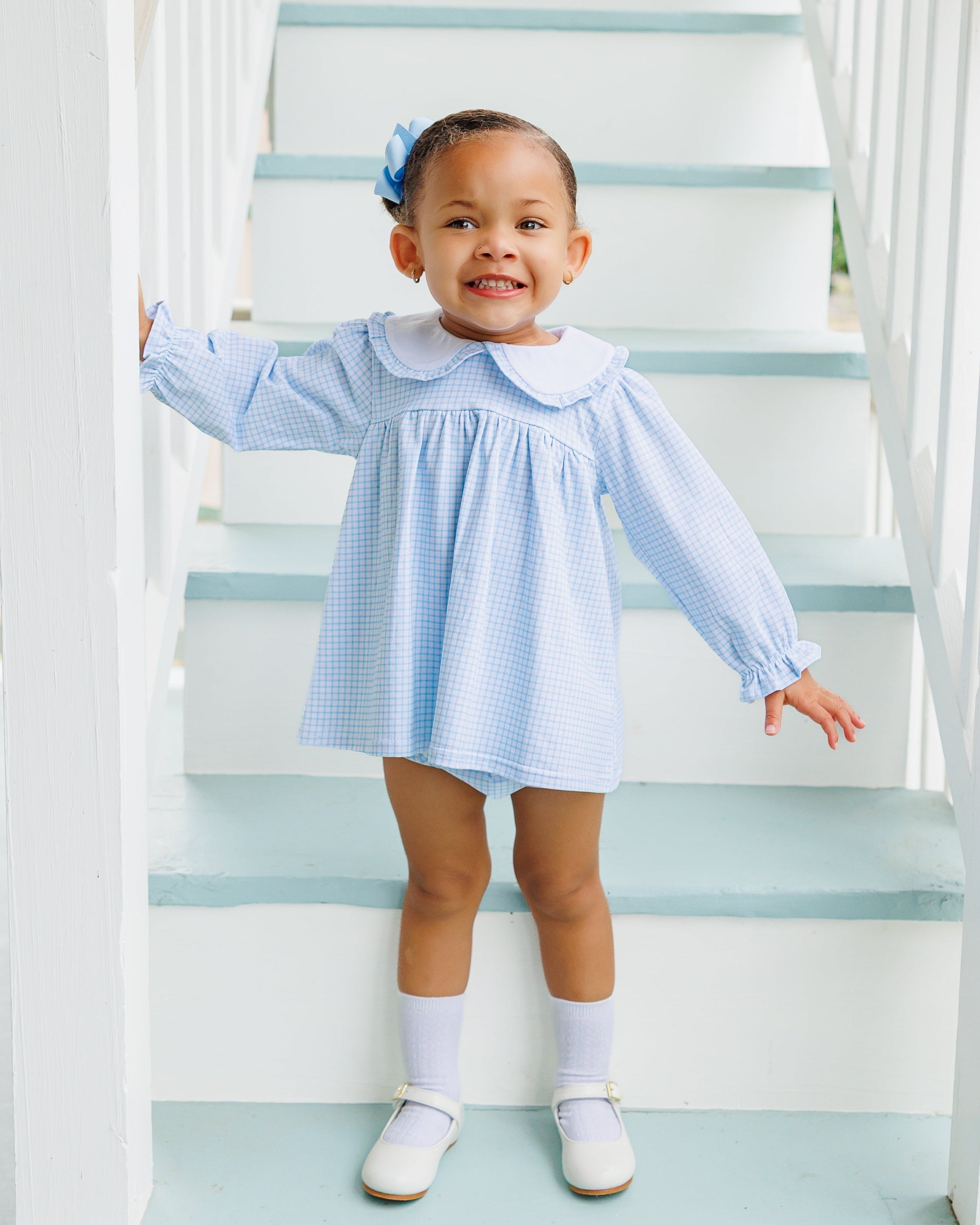 Catherine Diaper Cover Set - Light Blue Windowpane