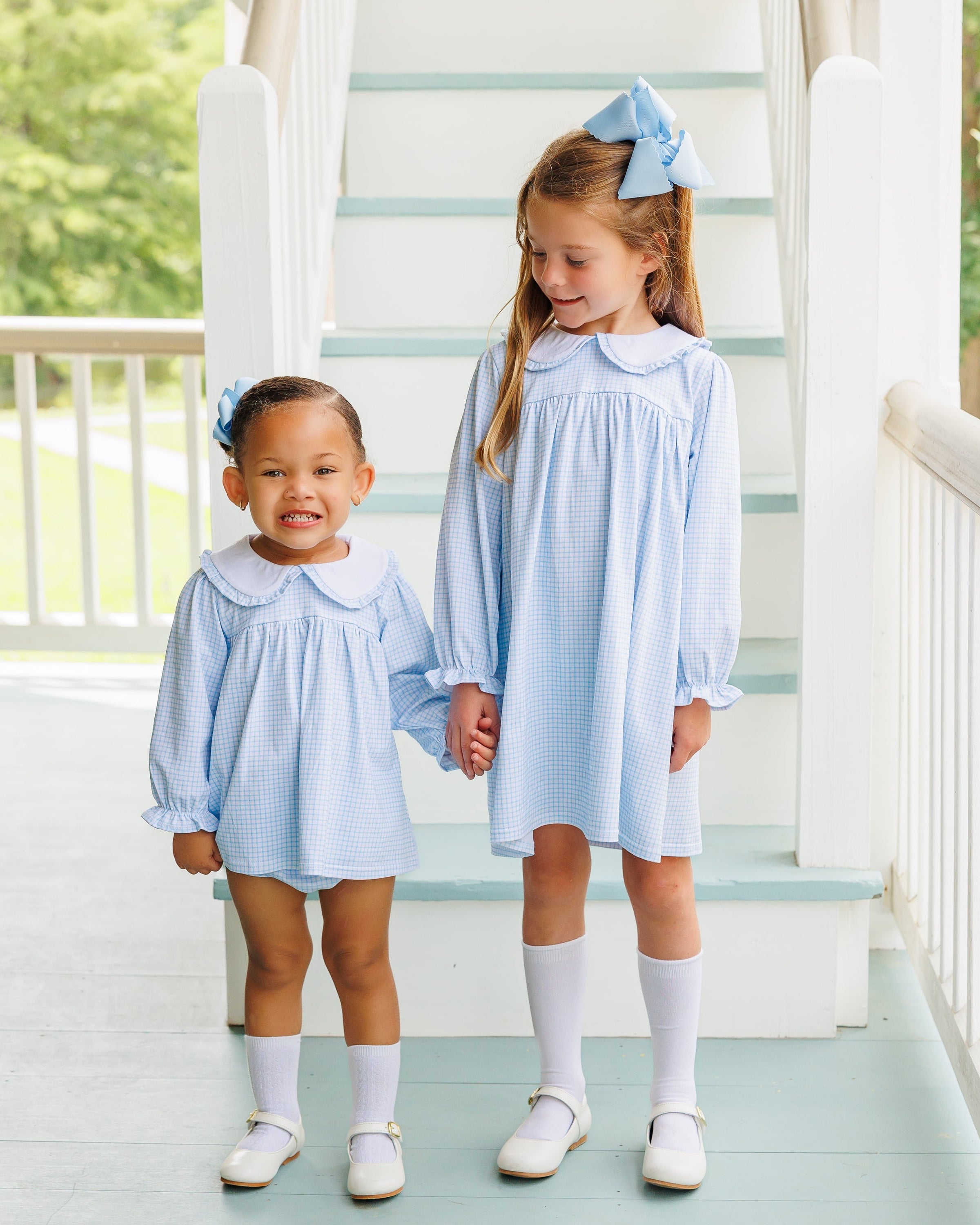 Catherine Diaper Cover Set - Light Blue Windowpane