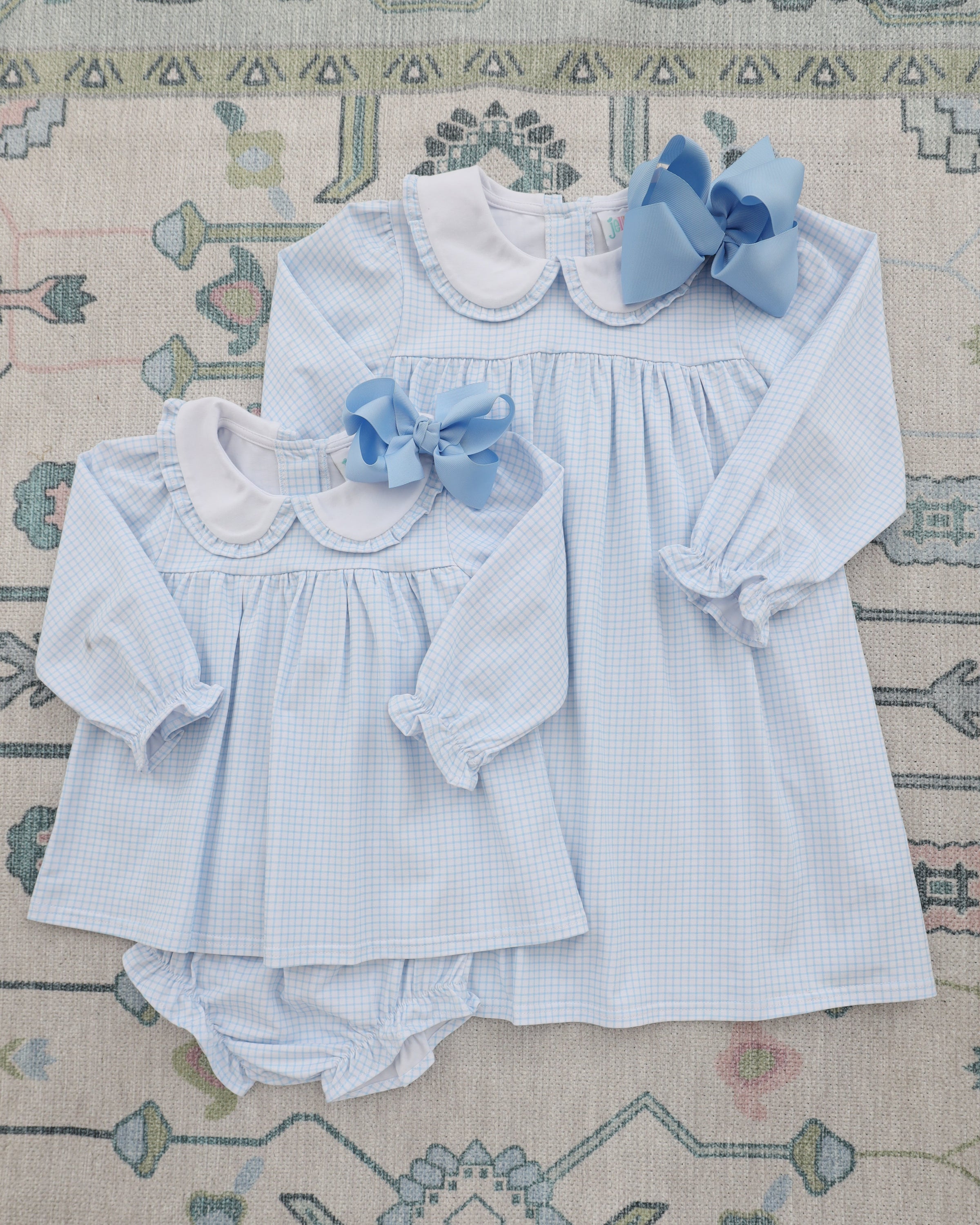 Catherine Diaper Cover Set - Light Blue Windowpane