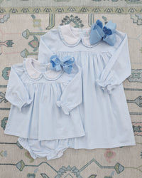 Catherine Dress - Light Blue Windowpane
