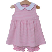 Charlotte Sleeveless Bloomer Set- Light Pink Stripe
