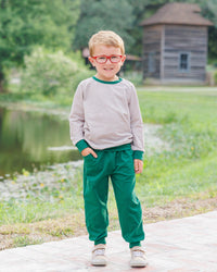Connor Jogger Set - Tan Stripe/Hunter Green