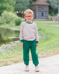 Connor Jogger Set - Tan Stripe/Hunter Green