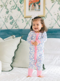 Porcelain Zipper Ruffle Romper