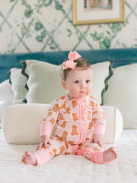 Pink Goldendoodle Zipper Ruffle Romper