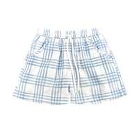 Dapper Blue Plaid Swim Trunks