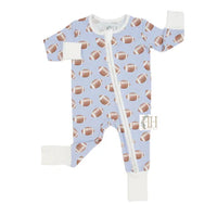 Blue Football Zipper Romper Sleeper